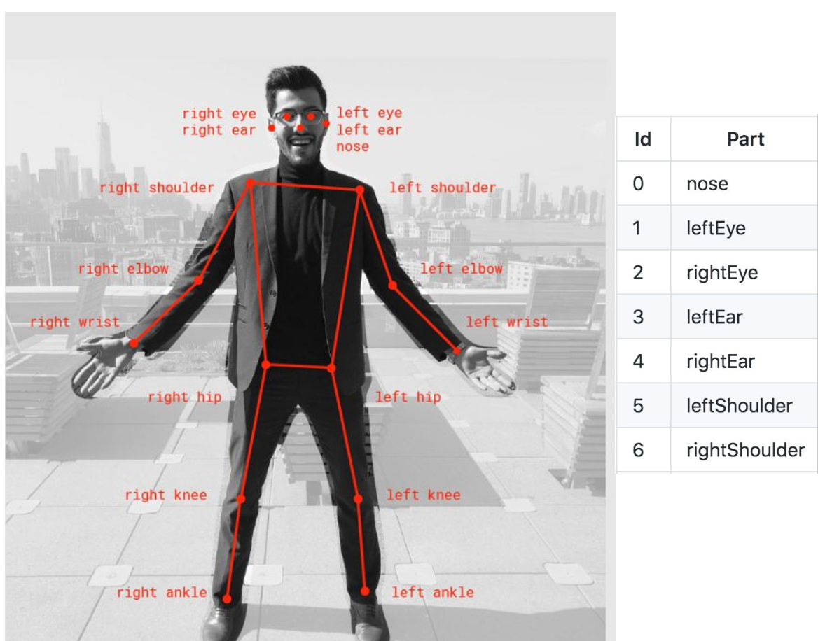 14 pieces of data - x, y location of nose, eyes, ears, shoulders.